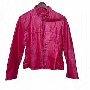 Pretty in Pink Pig Leather Red Leather Jacket Size 14